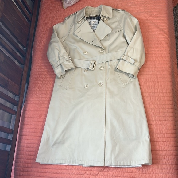 London Fog Classic Double-Breasted Belted Wool zip out liner Trench Coat sz 8P - Picture 11 of 16